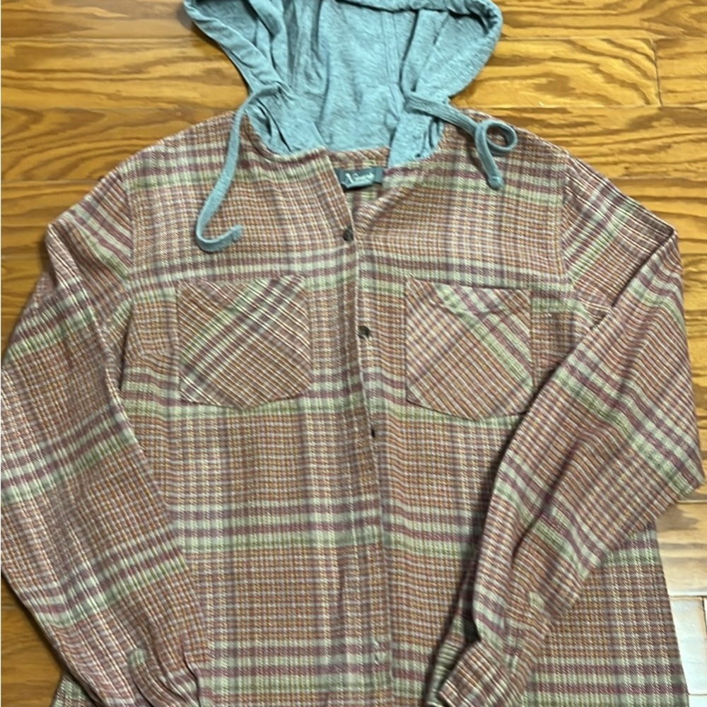 Natural Reflections Plaid Shirt Jacket with Hood